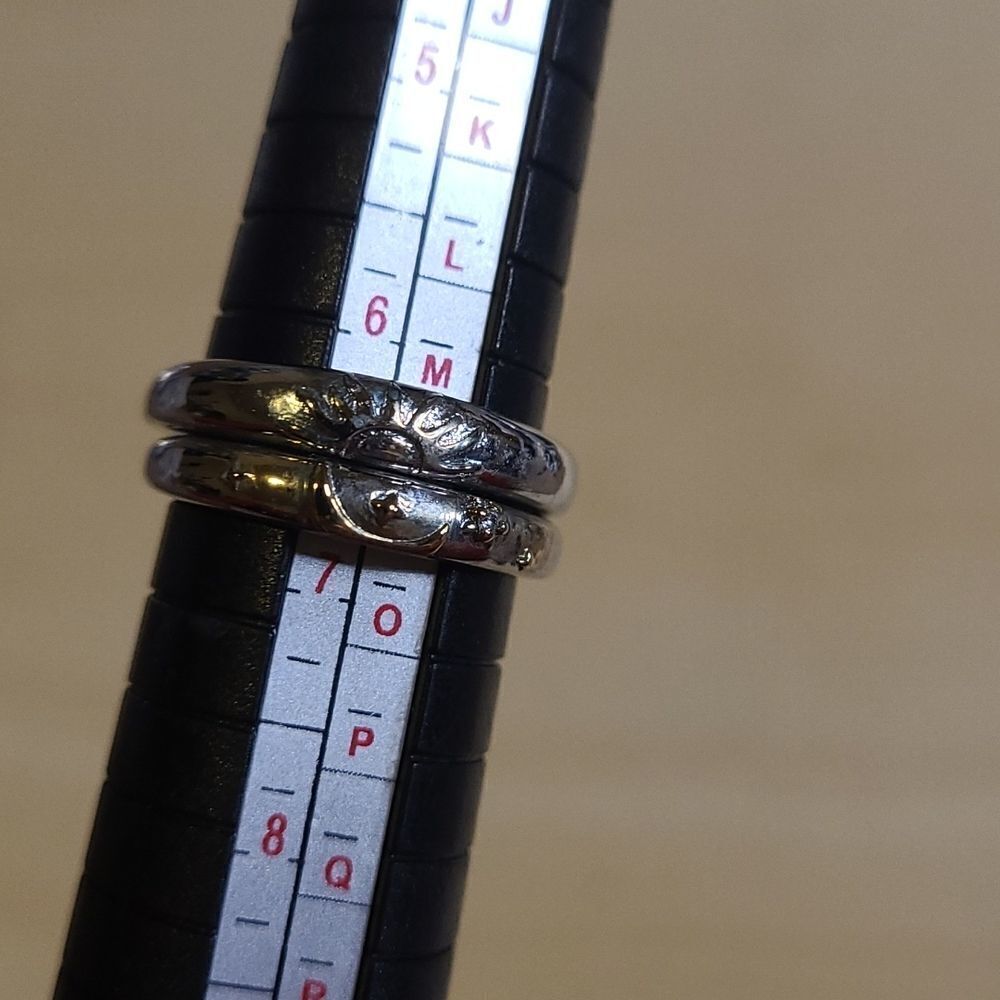 2 Sterling Silver Sun and Moon rings Size 6.5 and adjustable